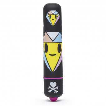 Чёрная вибропуля MINI BULLET VIBRATOR BLACK DIAMONDS, Tokidoki
