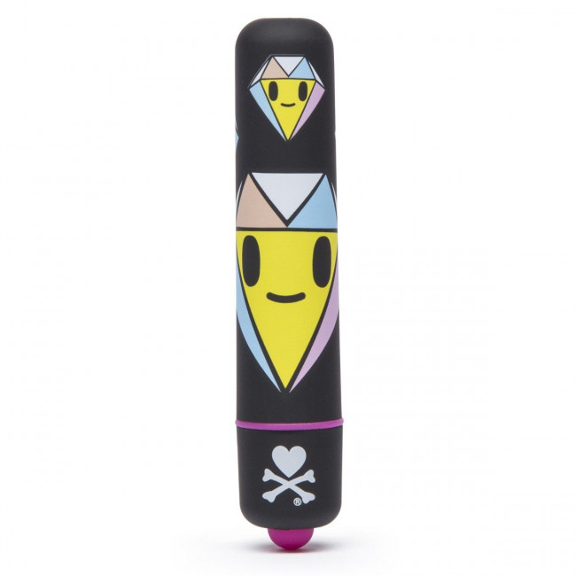 Чёрная вибропуля MINI BULLET VIBRATOR BLACK DIAMONDS, Tokidoki