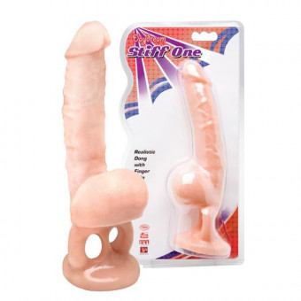 Телесный фаллоимитатор с отверстиями для пальцев в основании - 25 см., Dream Toys