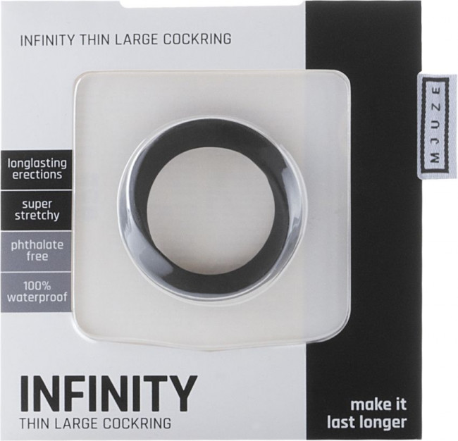 Чёрное эрекционное кольцо Infinity Thin Large, Shots Media BV
