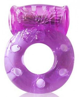 Фиолетовое эрекционное виброкольцо с бабочкой, Bior toys