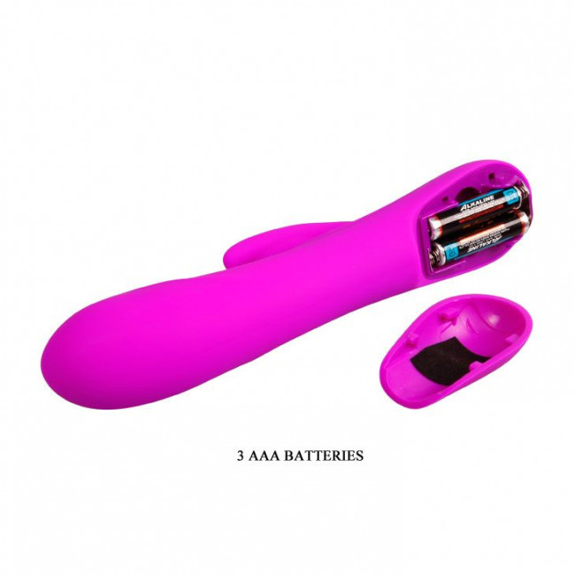 Лиловый вибратор Barrette с клиторальным отростком - 21 см., Baile
