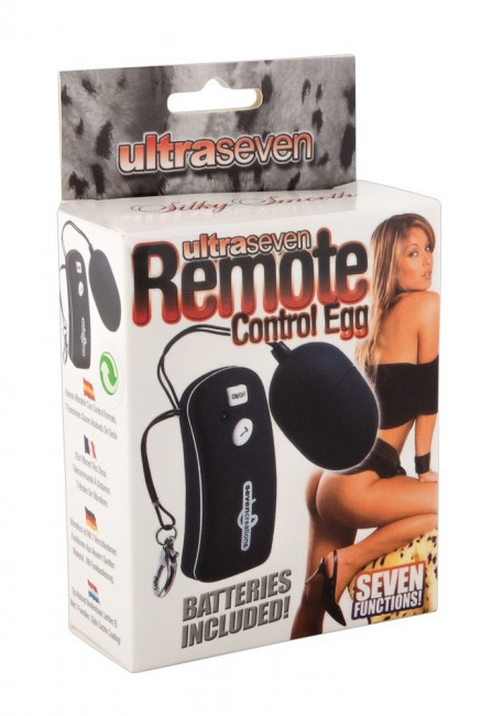 Чёрное виброяйцо с дистанционным управлением Ultra 7 Remote , Seven Creations