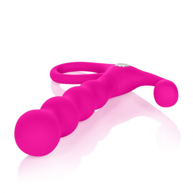 Розовый анальный вибромассажер Embrace Beaded Probes - 9,5 см., California Exotic Novelties