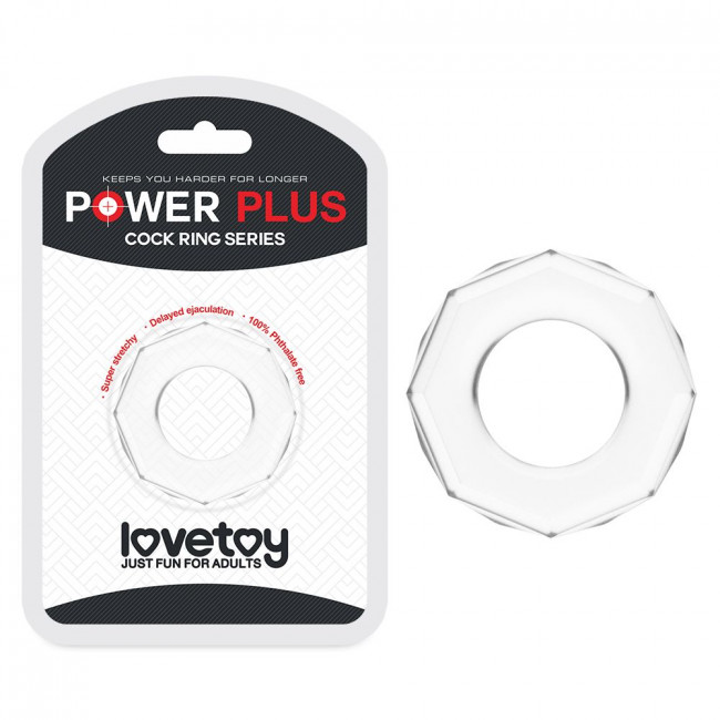 Прозрачное эрекционное кольцо с гранями POWER PLUS Cockring Прозрачное эрекционное кольцо с гранями POWER PLUS Cockring