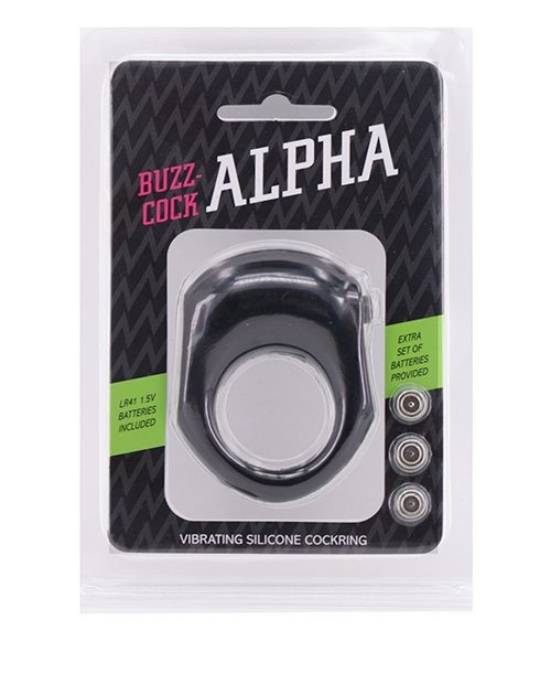 Чёрное эрекционное кольцо с вибрацией BUZZ COCK ALPHA, Seven Creations