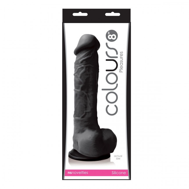 Черный фаллоимитатор Colours Pleasures 8" Dildo - 24,8 см., NS Novelties