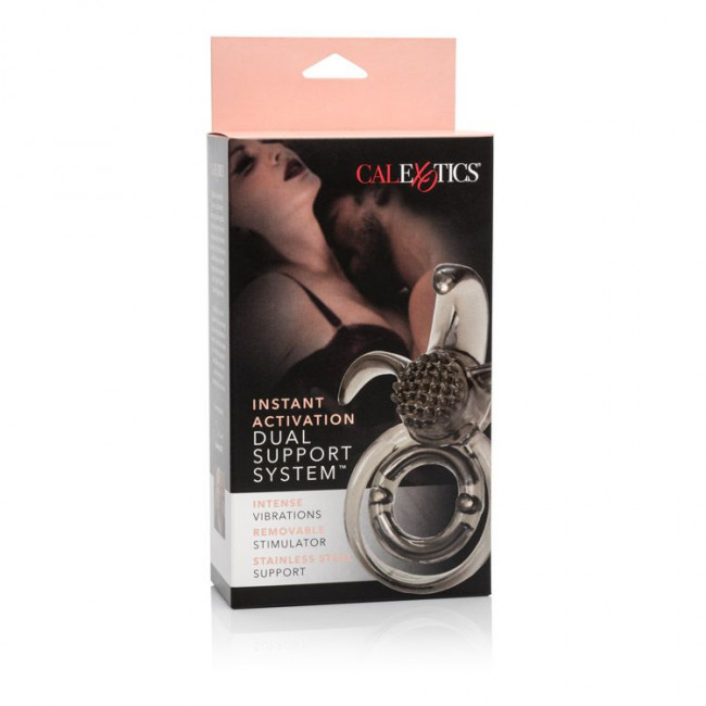 Вибронасадка с клиторальным стимулятором Vibrating Support Plus Intant Activation Dual, California Exotic Novelties