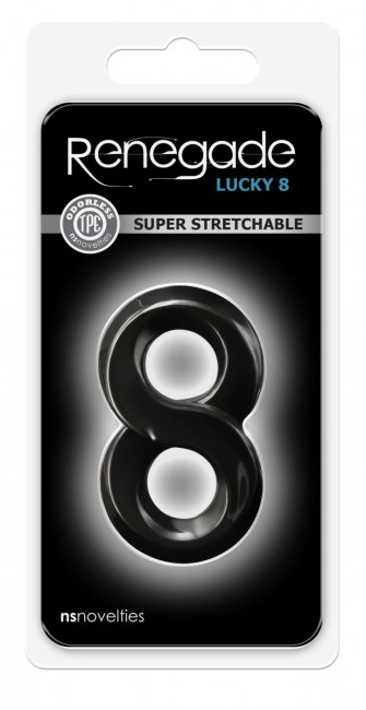Черное эрекционное кольцо с подхватом мошонки Lucky 8 Черное эрекционное кольцо с подхватом мошонки Lucky 8
