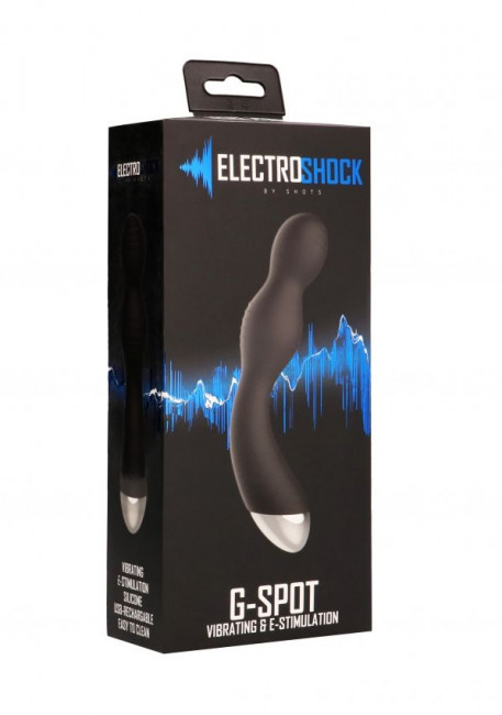 Чёрный вибратор с электростимуляцией E-Stimulation G-spot Vibrator - 19,5 см., Shots Media BV