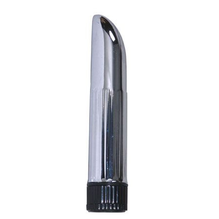 Гладкий серебристый вибратор Lady finger - 14 см., Baile