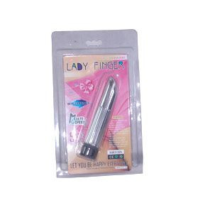 Гладкий серебристый вибратор Lady finger - 14 см., Baile