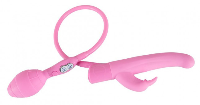 Розовый вибратор с функцией расширения Rosy Bunny - 20 см., Orion
