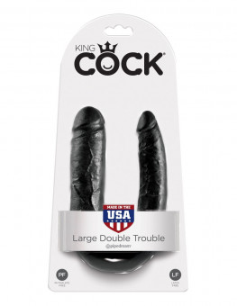 Черный двусторонний фаллоимитатор U-Shaped Large Double Trouble - 44,4 см., Pipedream