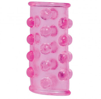Розовая насадка на пенис с шишечками BASICX TPR SLEEVE PINK, Dream Toys