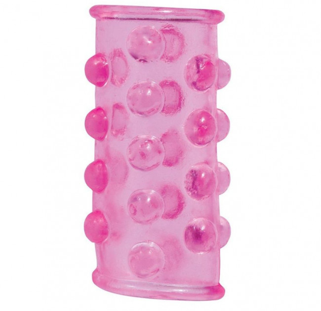 Розовая насадка на пенис с шишечками BASICX TPR SLEEVE PINK, Dream Toys