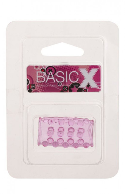 Розовая насадка на пенис с шишечками BASICX TPR SLEEVE PINK, Dream Toys