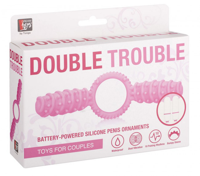 Розовое эрекционное виброкольцо с двумя лепестками, Dream Toys Розовое эрекционное виброкольцо с двумя лепестками, Dream Toys