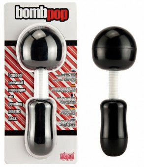 Чёрный вибромассажёр с шарообразной гнущейся головкой Bomb Pop - 29 см., Seven Creations