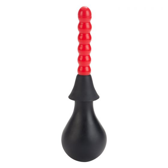 Черно-красный анальный душ с 2 сменными насадками Ribbed Anal Douche, California Exotic Novelties