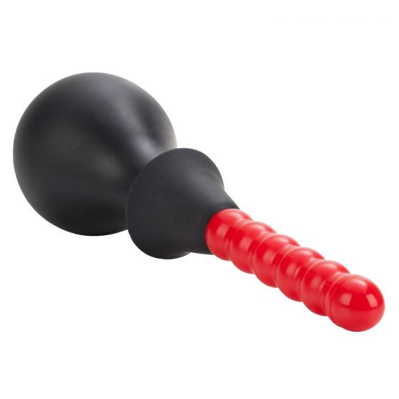 Черно-красный анальный душ с 2 сменными насадками Ribbed Anal Douche, California Exotic Novelties