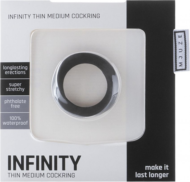 Чёрное эрекционное кольцо Infinity Thin Medium, Shots Media BV