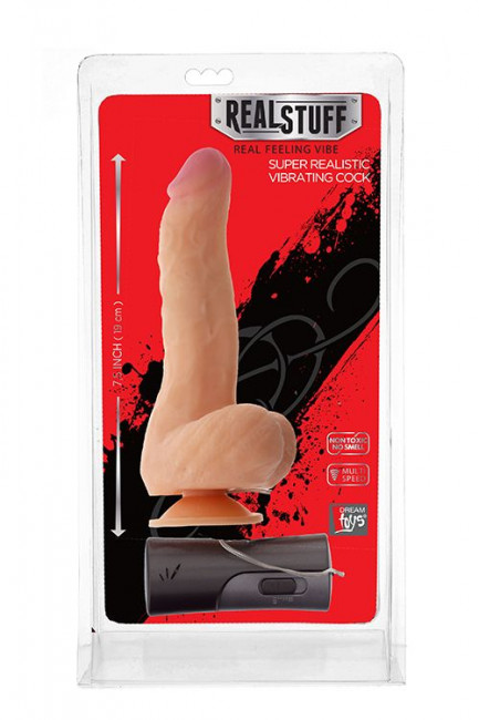 Реалистичный вибромассажёр REALSTUFF 7.5INCH VIBRATOR - 19 см., Dream Toys