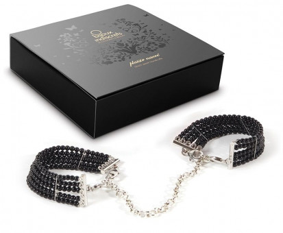 Чёрные дизайнерские наручники Plaisir Nacre Bijoux, Bijoux Indiscrets