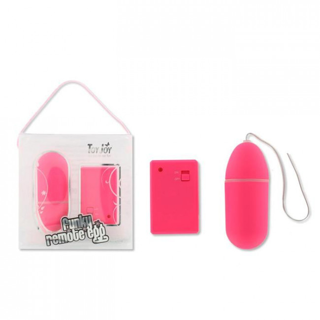 Розовое виброяйцо с дистанционным управлением Funky Remote Egg - 7,5 см., Toy Joy Розовое виброяйцо с дистанционным управлением Funky Remote Egg - 7,5 см., Toy Joy