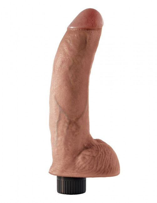 Кофейный виброфаллос со съемной присоской 9" Vibrating Cock with Balls - 22,9 см., Pipedream Кофейный виброфаллос со съемной присоской 9" Vibrating Cock with Balls - 22,9 см., Pipedream