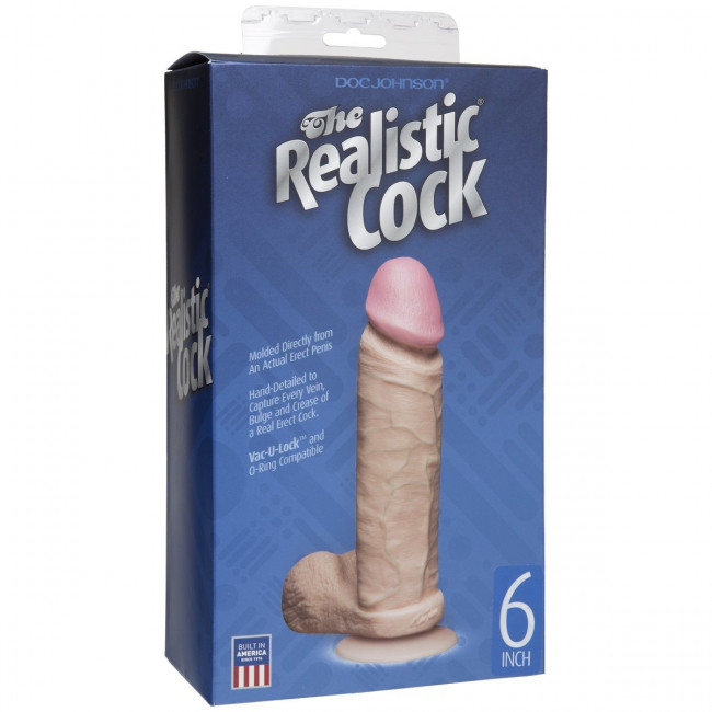 Фаллоимитатор на присоске The Realistic Cock 6” with Removable Vac-U-Lock Suction Cup - 17,3 см., Doc Johnson