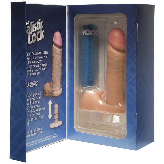 Фаллоимитатор на присоске The Realistic Cock 6” with Removable Vac-U-Lock Suction Cup - 17,3 см., Doc Johnson