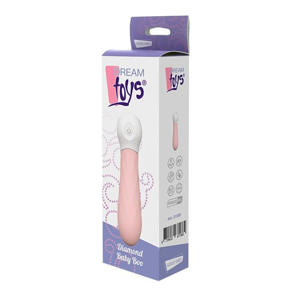 Розовый мини-вибромассажер Diamond Baby Boo - 11 см., Dream Toys