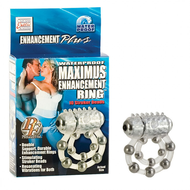 Эрекционное кольцо с массажными шариками и мини вибратором, California Exotic Novelties