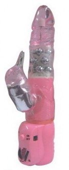 Розовый вибратор-ротатор "LURE COCK" с клиторальным стимулятором, Sextoy 2011