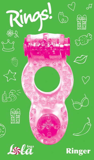 Розовое эрекционное кольцо с вибрацией Rings Ringer, Lola toys