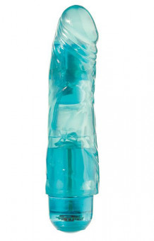 Голубой вибратор-реалистик JELLY JOY 7INCH 10 RHYTHMS BLUE - 17,5 см., Dream Toys