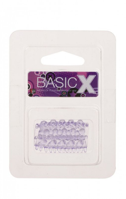 Фиолетовая насадка на пенис с шипиками и шишечками BASICX TPR SLEEVE PURPLE, Dream Toys