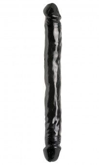 Двусторонний чёрный фаллоимитатор 12" Double Dong - 33,7 см., Pipedream