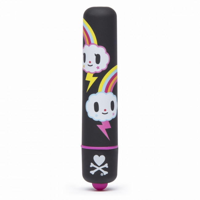 Чёрная вибропуля  с тучками MINI BULLET VIBRATOR BLACK STORM CLOUDS, Tokidoki