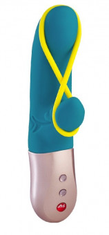 Бирюзовый мини-вибратор Amorino с силиконовой петлёй - 17,7 см., Fun Factory