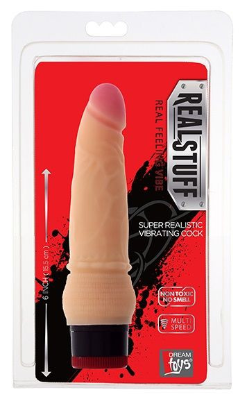 Вибратор-реалистик со встроенным пультом REALSTUFF 6INCH VIBRATOR - 15,5 см., Dream Toys Вибратор-реалистик со встроенным пультом REALSTUFF 6INCH VIBRATOR - 15,5 см., Dream Toys