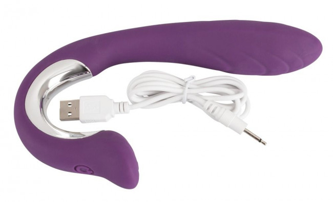 Перезаряжаемый вибратор с клиторальным стимулятором Javida Vibe with Clit Stimulator - 18,5 см., Orion