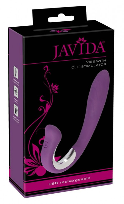 Перезаряжаемый вибратор с клиторальным стимулятором Javida Vibe with Clit Stimulator - 18,5 см., Orion