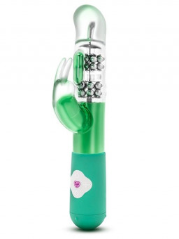 Зелёный вибромассажер с клиторальной стимуляцией Emerald G Rabbit - 26 см., Blush Novelties