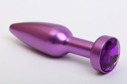 Фиолетовая анальная пробка с фиолетовым стразом - 11,2 см., 4sexdreaM
