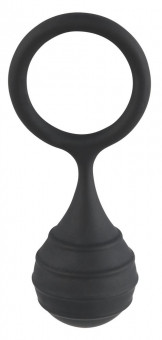 Черное силиконовое кольцо Cock ring & weight с утяжелением, Orion