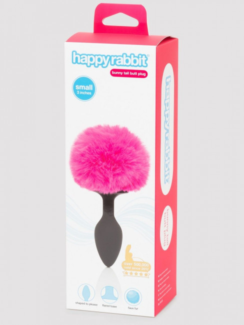 Черная анальная пробка с розовым хвостом Small Bunny Tail Butt Plug Черная анальная пробка с розовым хвостом Small Bunny Tail Butt Plug