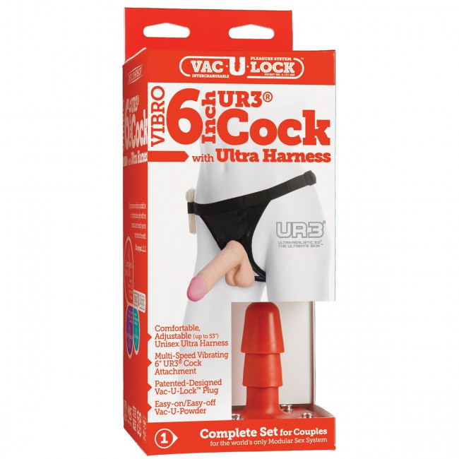 Трусики с вибронасадкой Vac-U-Lock Set Vibro 6" ULTRASKYN Ultra Harness - 18,5 см., Doc Johnson Трусики с вибронасадкой Vac-U-Lock Set Vibro 6" ULTRASKYN Ultra Harness - 18,5 см., Doc Johnson