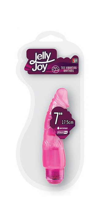 Розовый гелевый вибратор JELLY JOY 7INCH 10 RHYTHMS PINK - 17,5 см., Dream Toys
